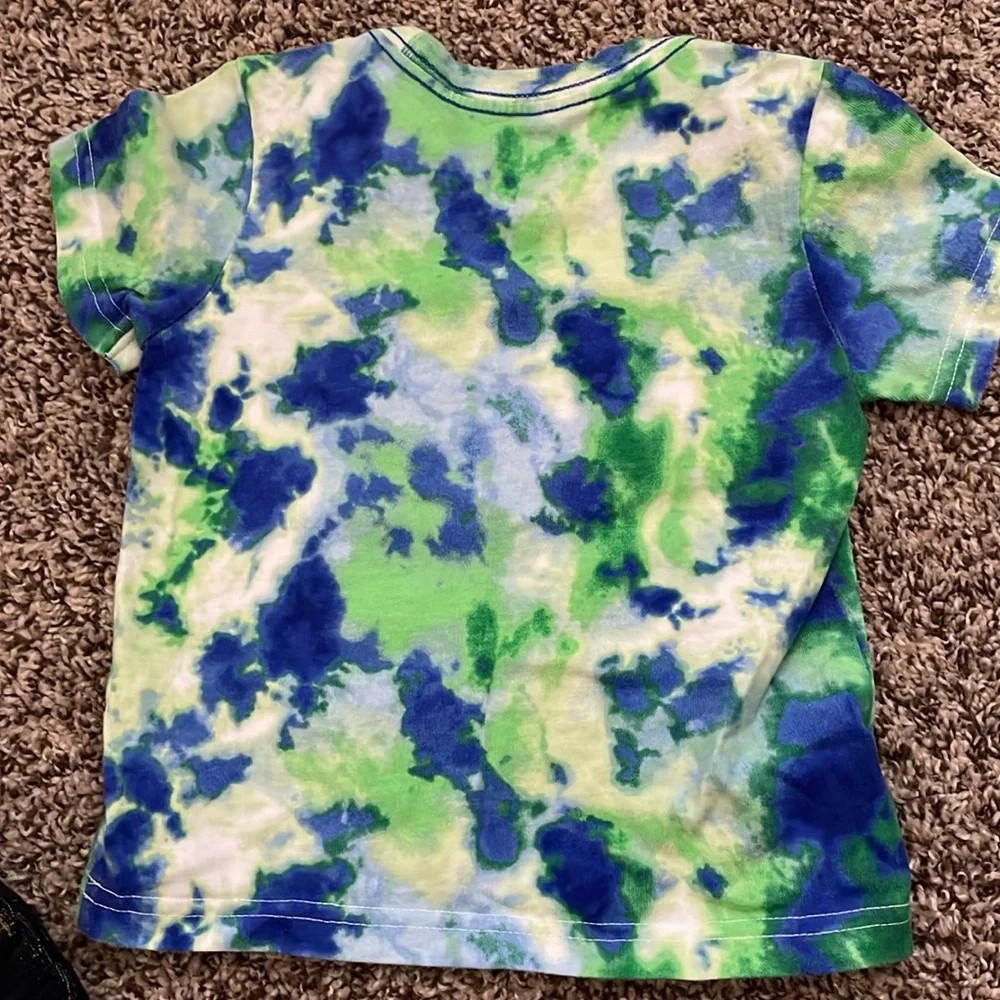 2 PC Tie-Dye Gymboree Palm Tree Shirt & Blue Pants Set Both are SZ 12M Like New